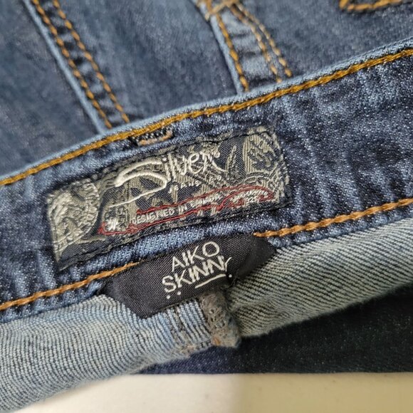 Silver Jeans Aiko Skinny Womens Size 29 X 31 Low Rise Dark Wash Denim Pants - Picture 4 of 7